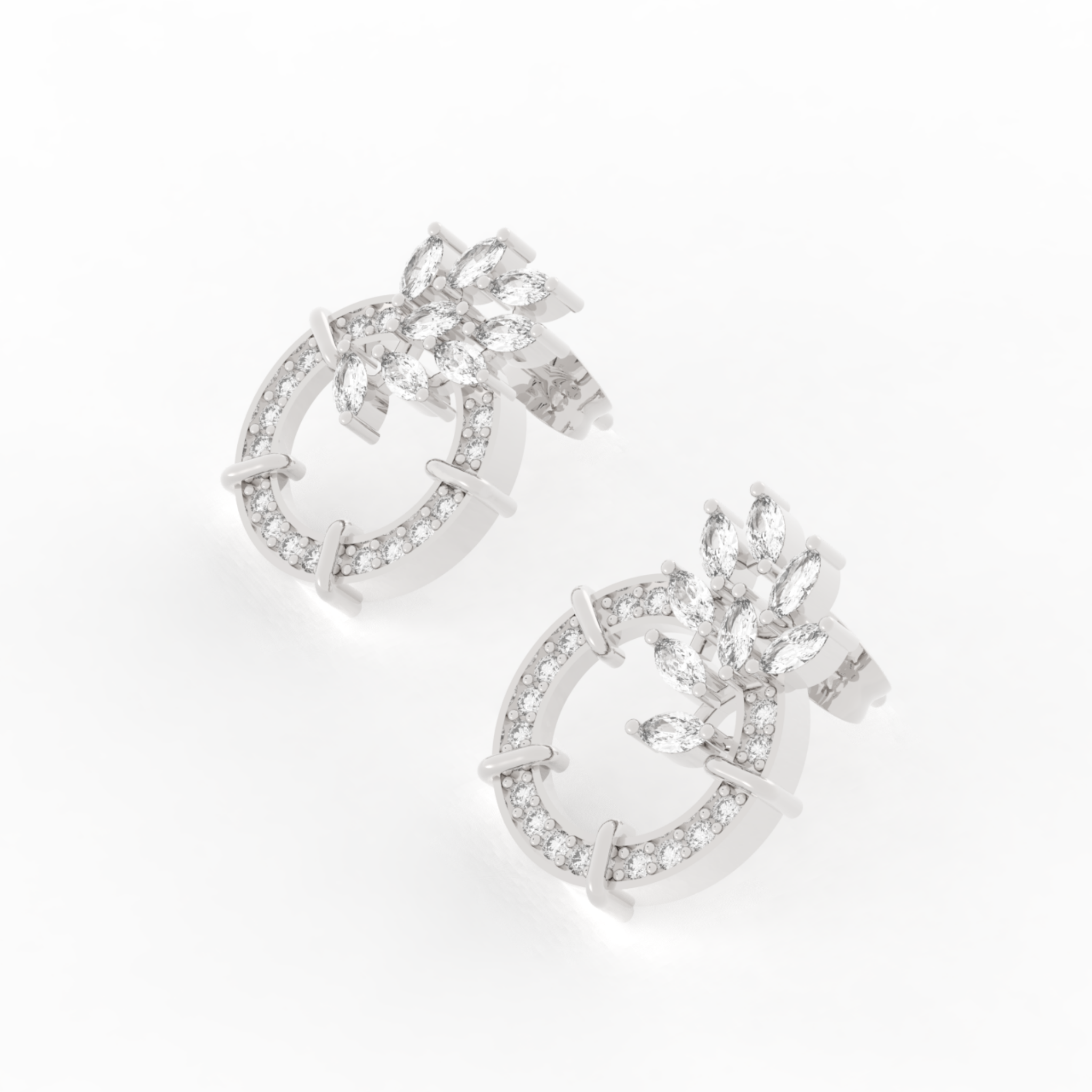 Sparkling Gemstone Cluster Circle Stud Earrings, Hallmarked 925 Sterling Silver